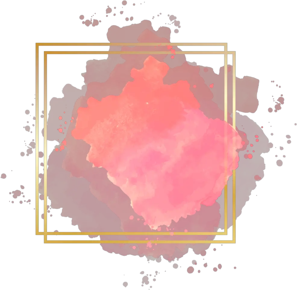 pink colorsplash glitter square golden geometric Watercolor Background With Gold Border