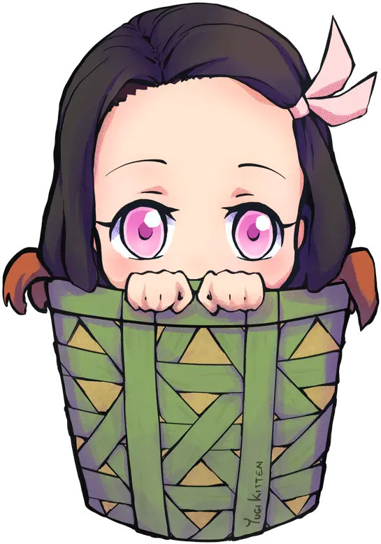 kimetsunoyaiba demonslayer nezuko tanjiro zenitsu Nezuko In Basket Chibi