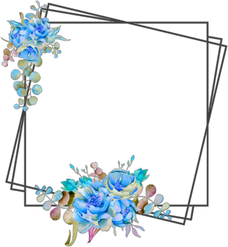 Ftestickers Frame Borders Flowers Blue Clipart