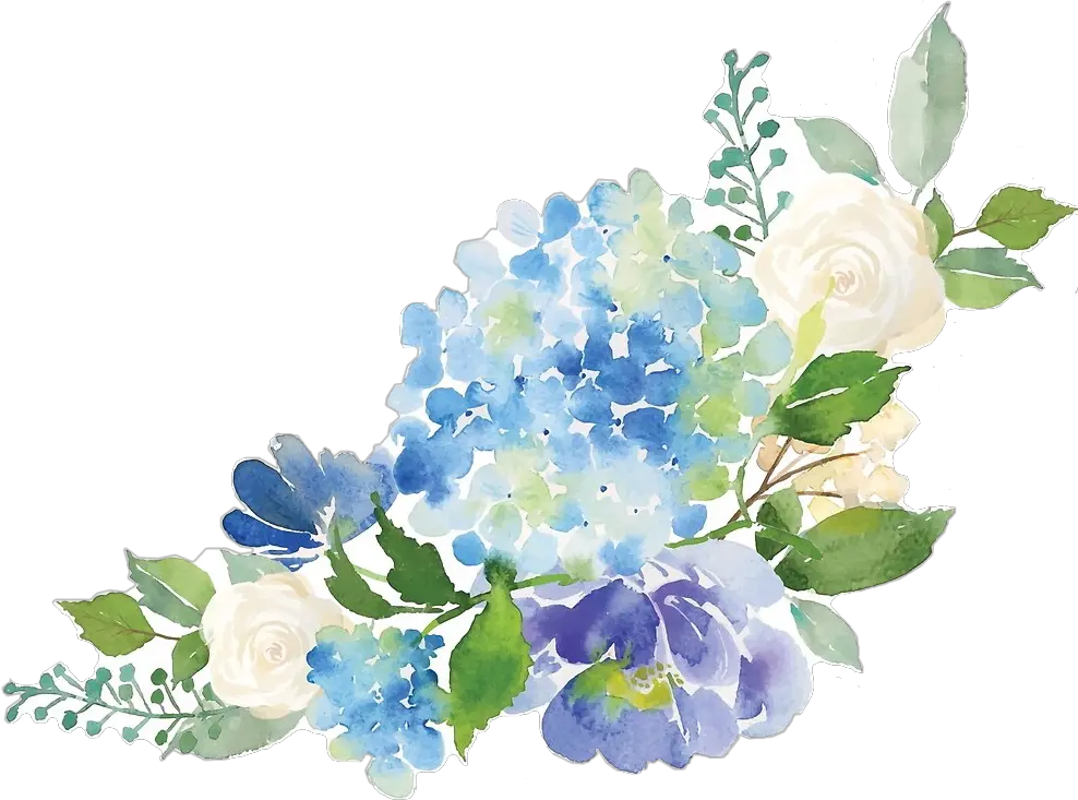 flower floral watercolor blue hydrangea bouquet Watercolor Hydrangea Border