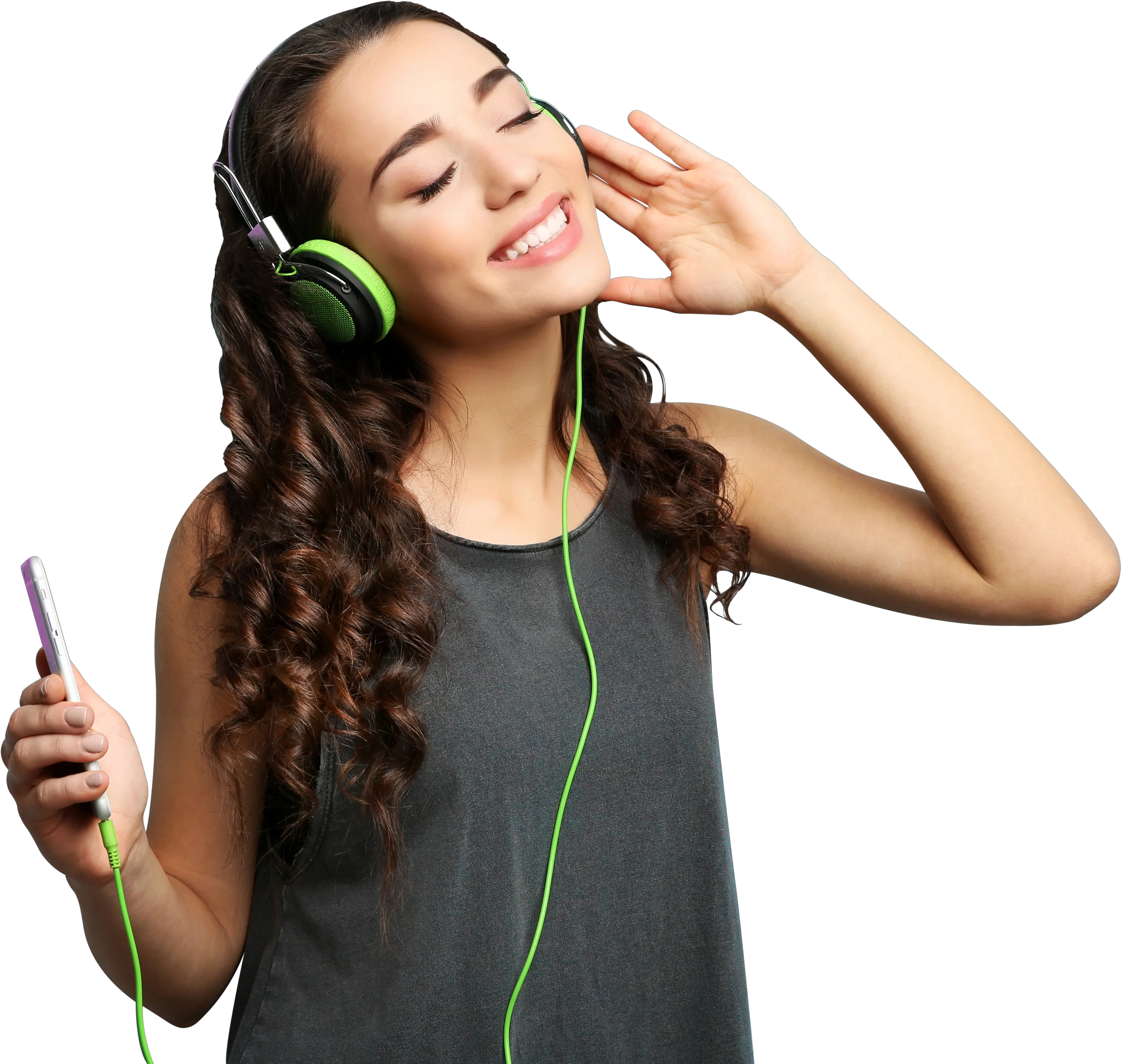 Girl Listen Music Png