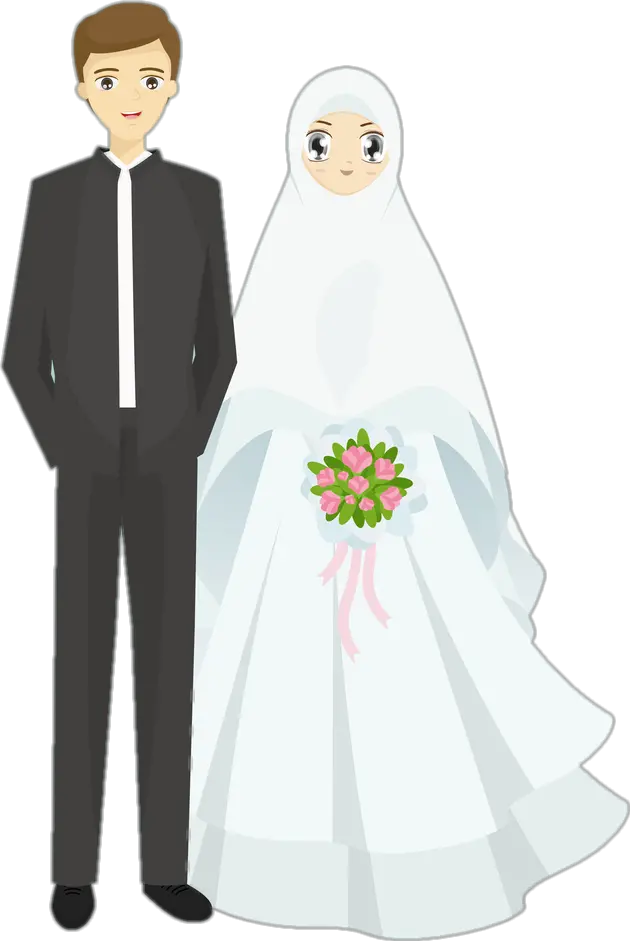 muslimcouple Cartoon Hijab Wedding Couple