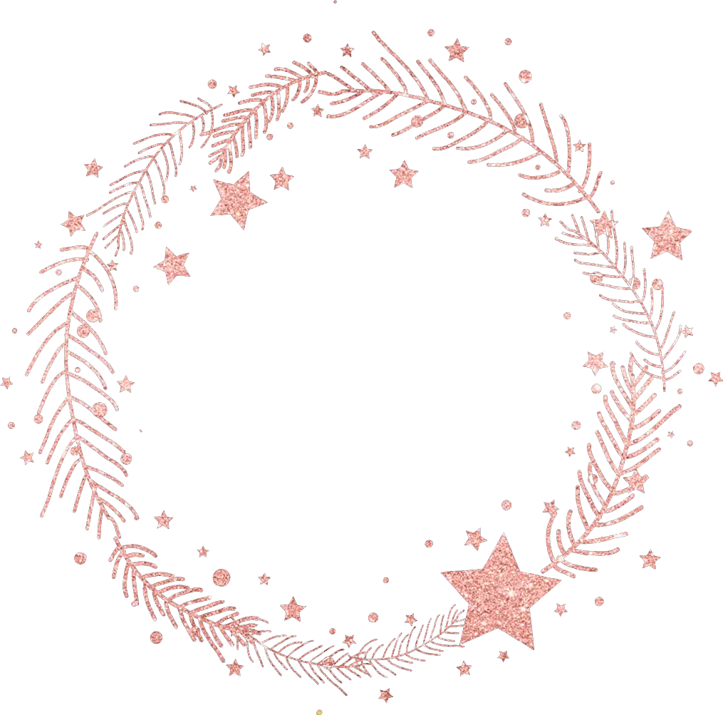 floral wreath leaf circle rosegold glitter star Rose Gold Wreath Border