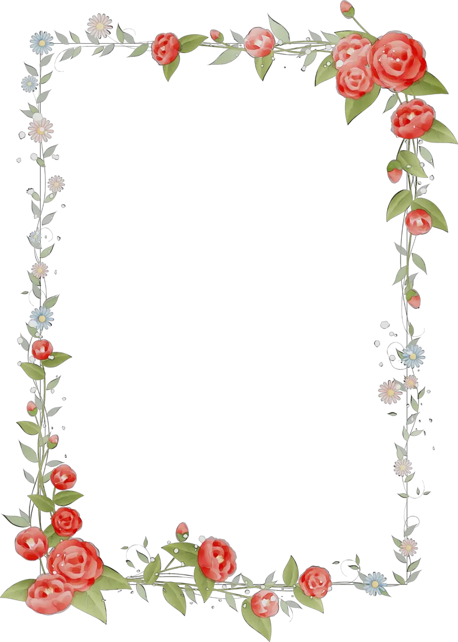 Hearts And Flowers Border Clipart Background Design For Microsoft Word