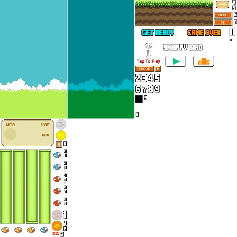 Mobile Flappy Bird Version 12 Sprites