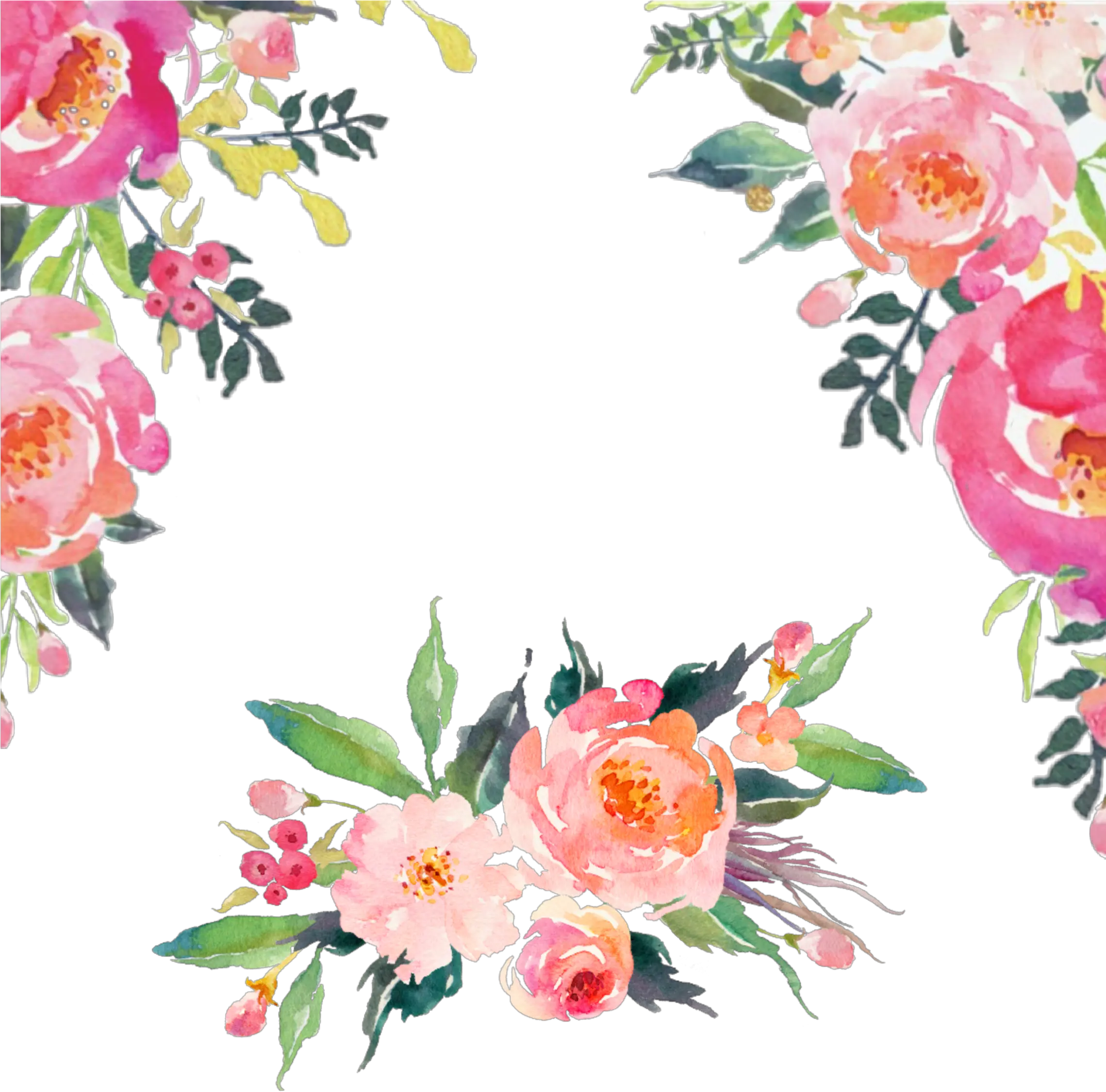 watercolor floral flowers corner frame border Transparent Background Watercolor Flowers Png