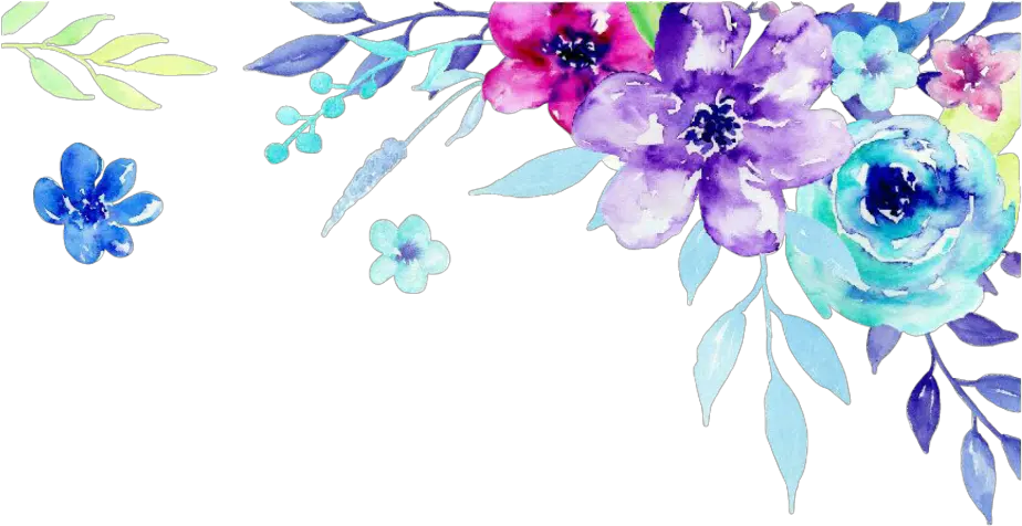 Corner Clipart Watercolor Blue Flower Border Watercolor