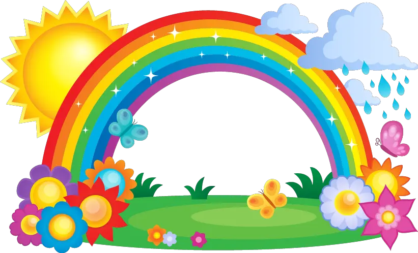 Rainbow Cloud Clip Art Rainbow With Sun And Clouds