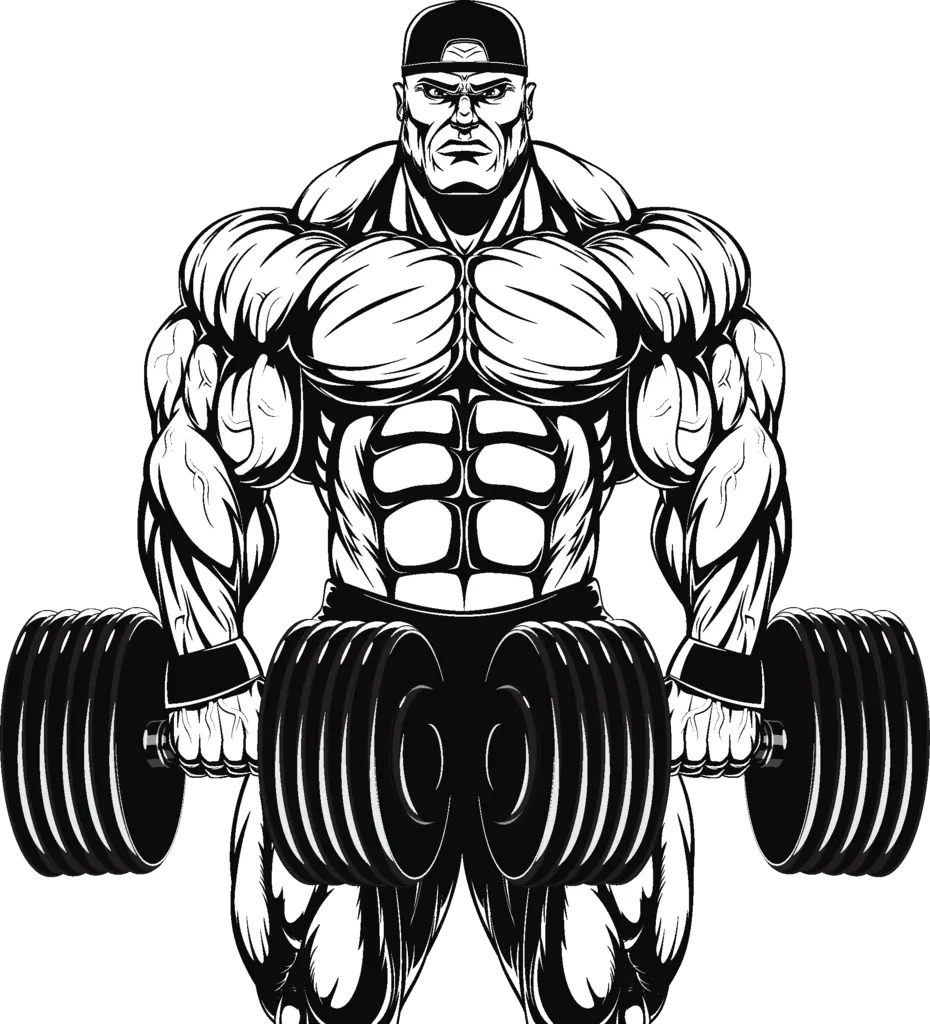 Clip Art Collection Of Free Muscles Bodybuilder With Dumbbell Vector