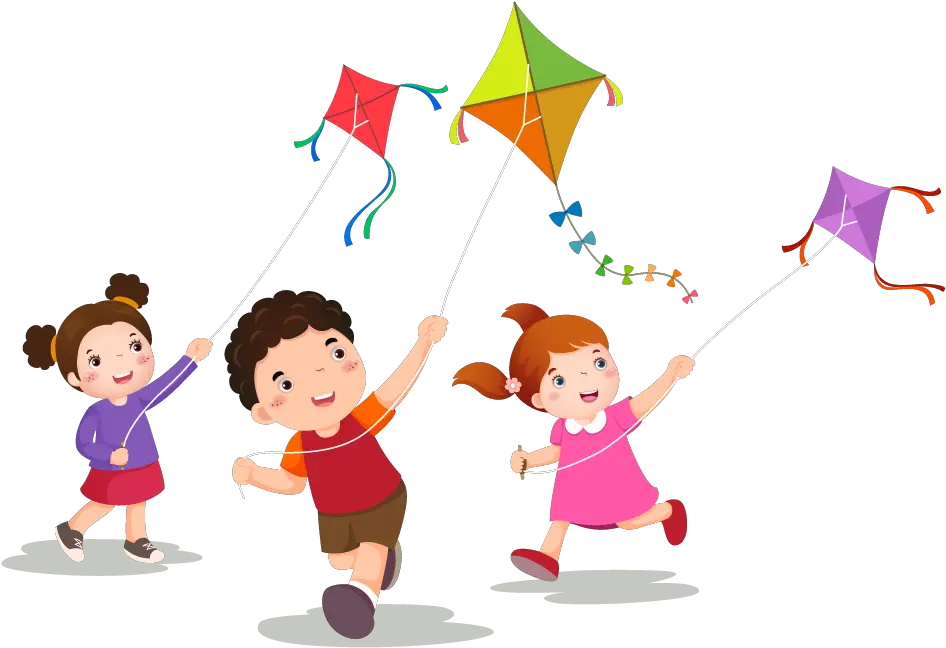 Transparent Daycare Center Clipart Kids Flying Kites Clipart