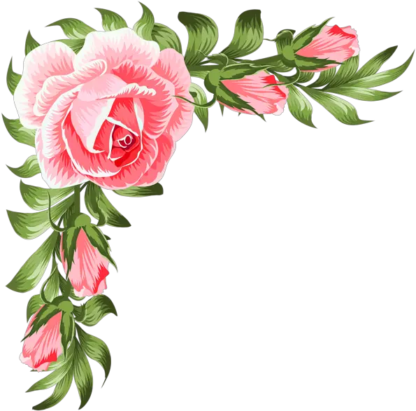 16121035 Rose Corner Decoration Png Clip Art Transparent Frame Corner Flower Roses