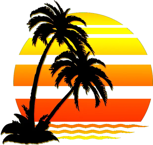 palmtree water sunset silhouette sun aesthetic Palm Tree Beach Clipart