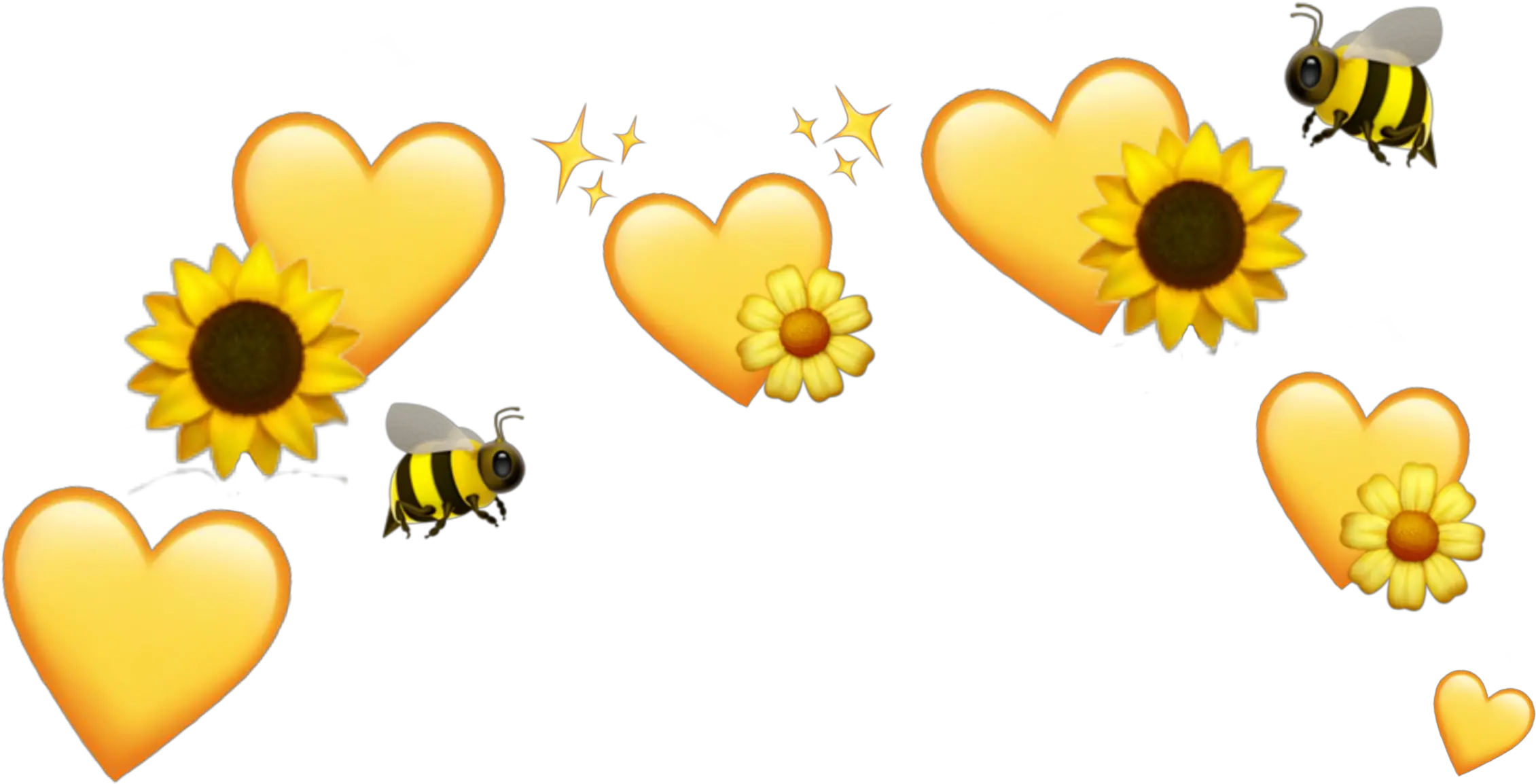 yellow hearts sunflower bee flower emoji crown Emoji Sunflower And Yellow Hearts