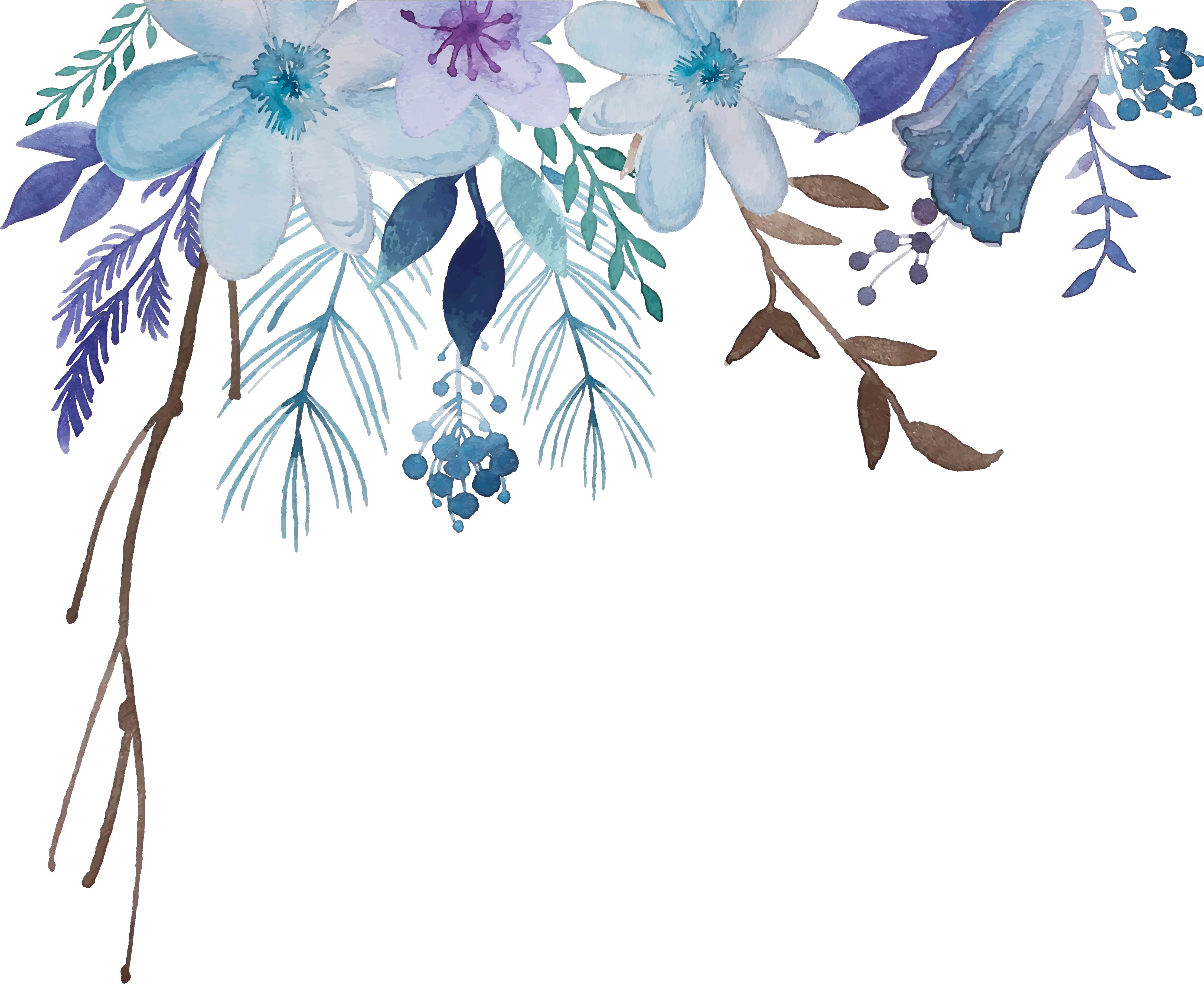 Transparent Tropical Flower Clipart Blue Watercolor Flowers Transparent Background