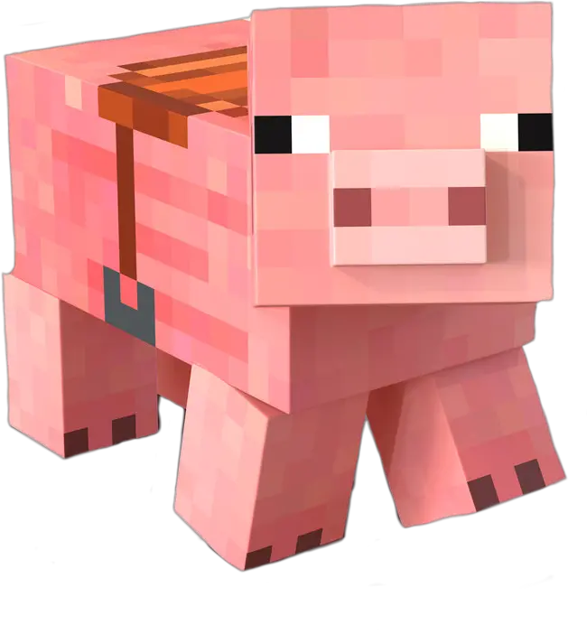 pig scpinkpig pinkpig minecraft videogame pink Pig With Saddle Minecraft