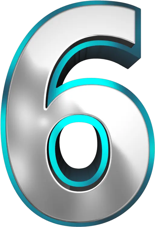 Metallic And Blue Number Six Png Clipart Image Number 6 Png Design