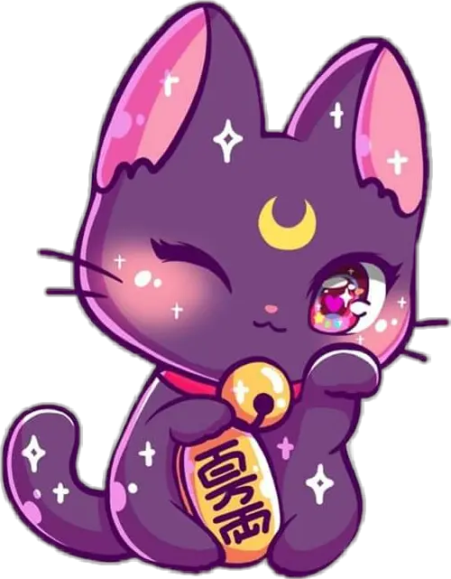 jenniillustrations sailormoon luna manekineko gato Animated Cute Kawaii Cats