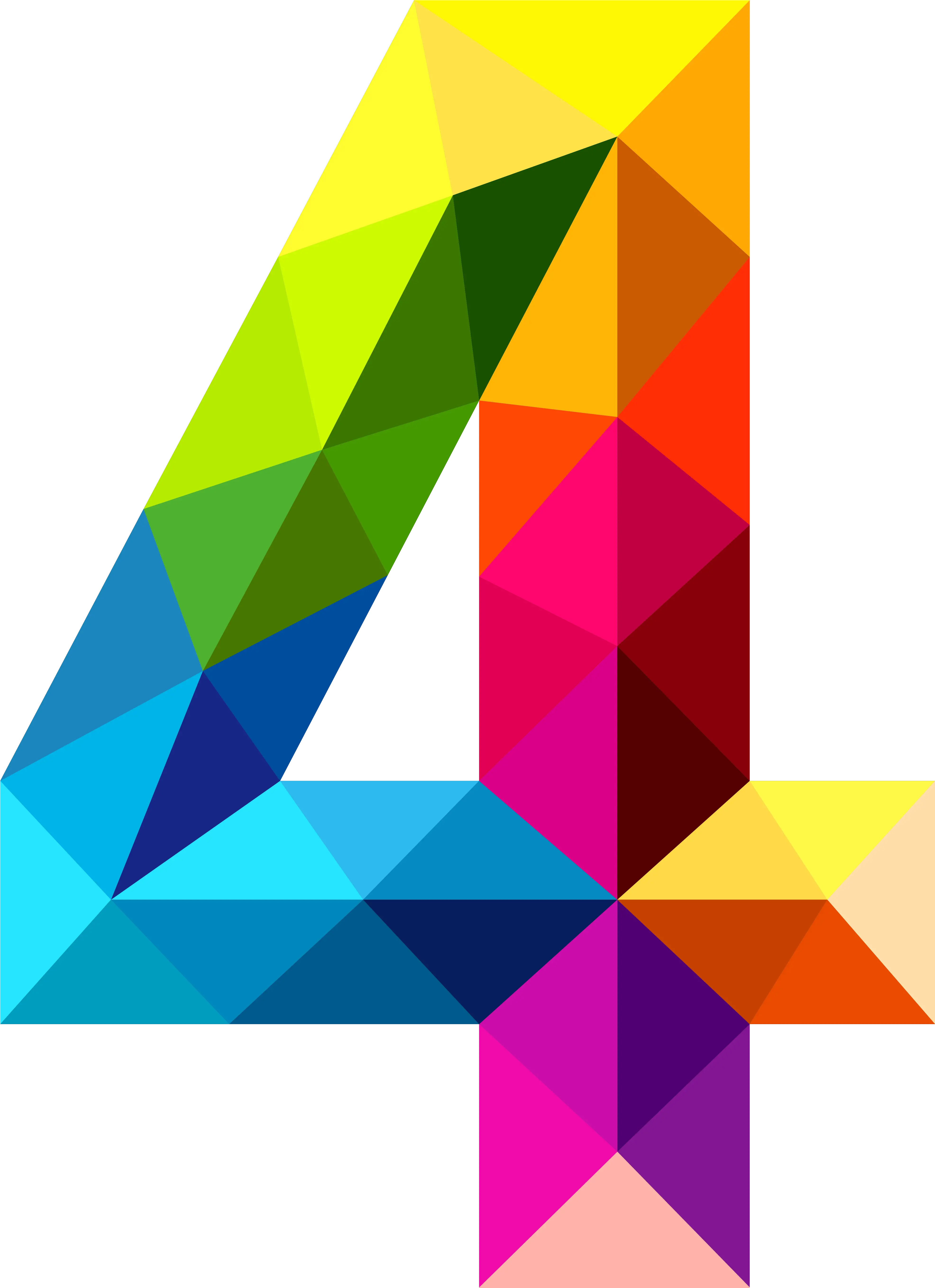 Colourful Triangles Number Four Png Clipart Image Number 4 Clipart