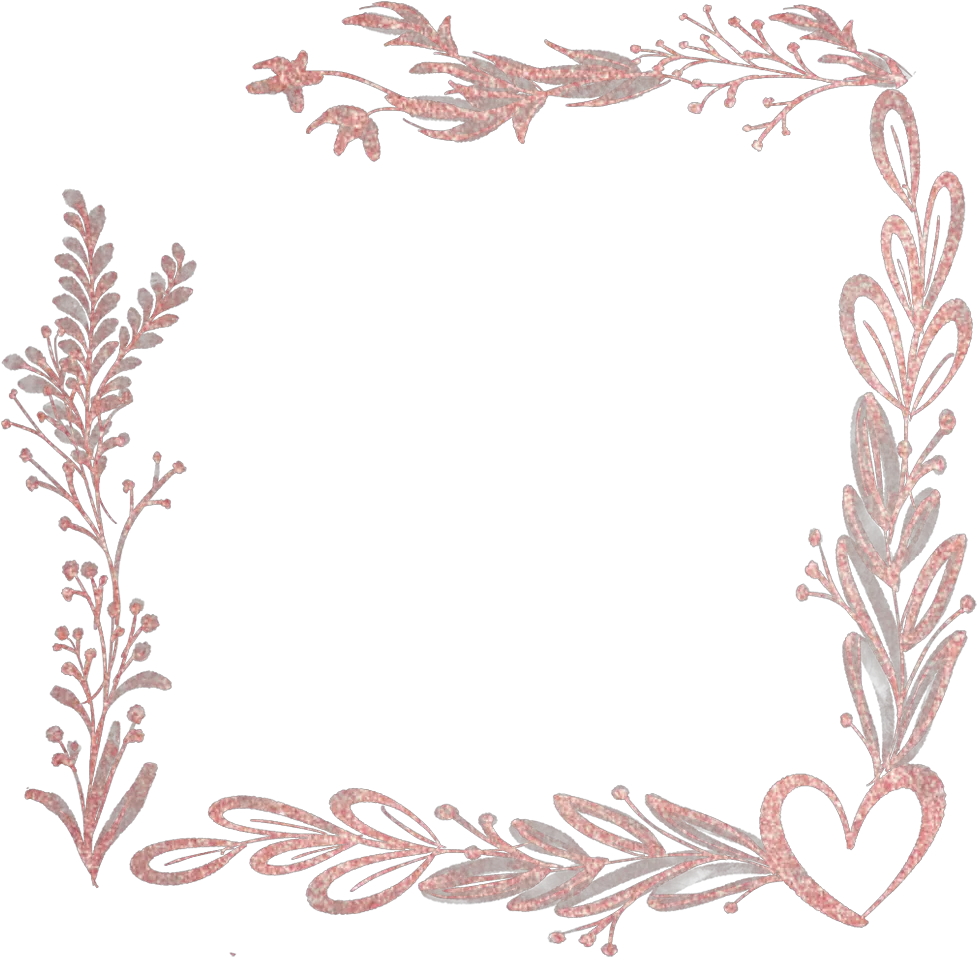 floral love heart leaf rosegold glitter frame Love