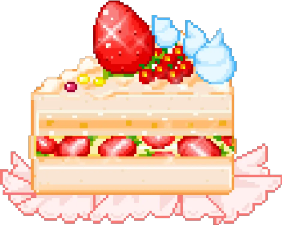 Kawaii Food Cake Pixelated Cute Foodkawaii Pixel Strawberry Cake Png