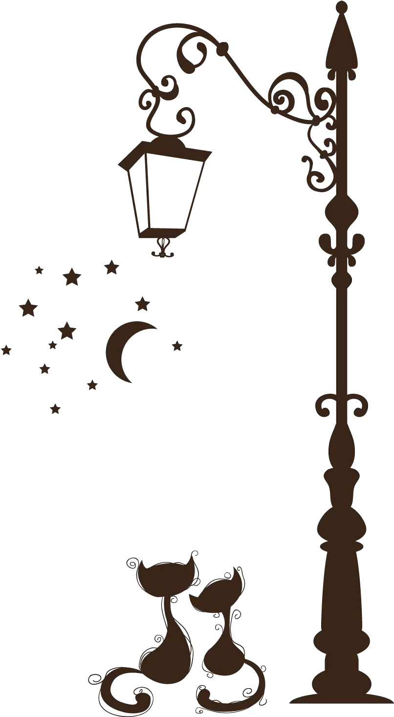 Couple Wallpaper Cat Kiss Drawing Cartoon Clipart Street Light Wall Art