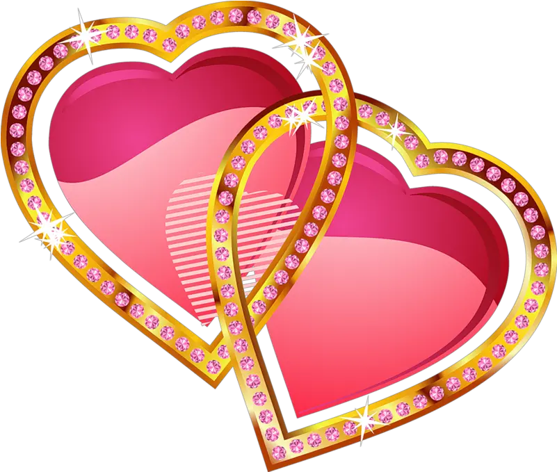 Hearts With Gold And Diamonds Clipart Kiss Photo Pixiz Love