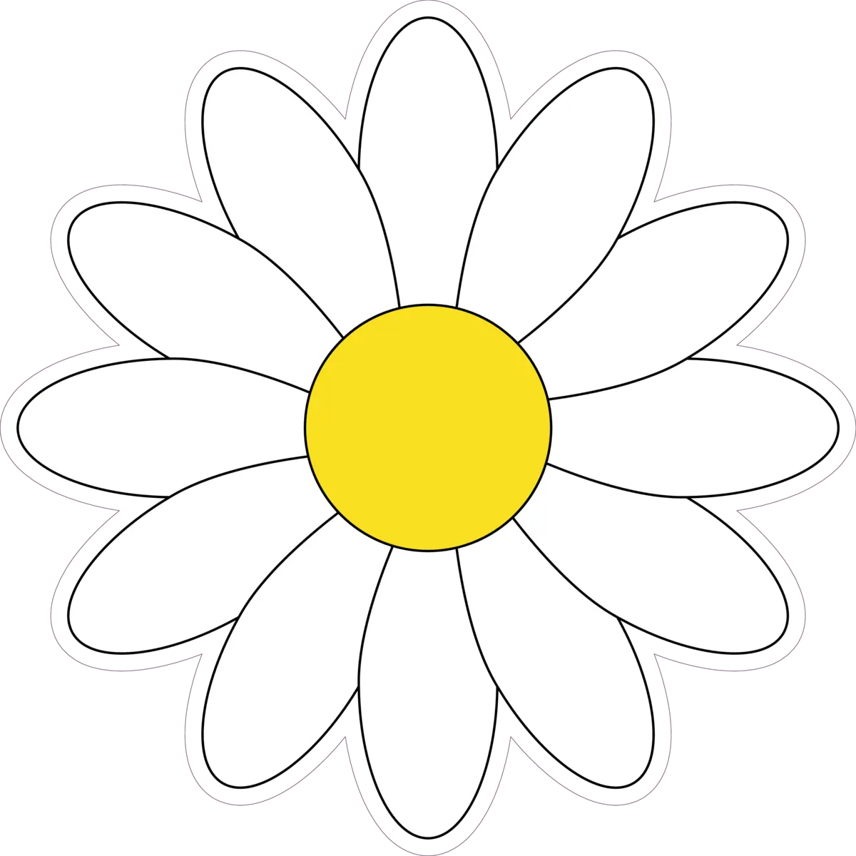 Simple White Daisy Flower Vector Illustration Sticker Sunflower