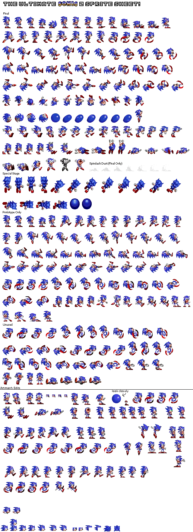 Ultimate Sonic 2 Sprite Sheet