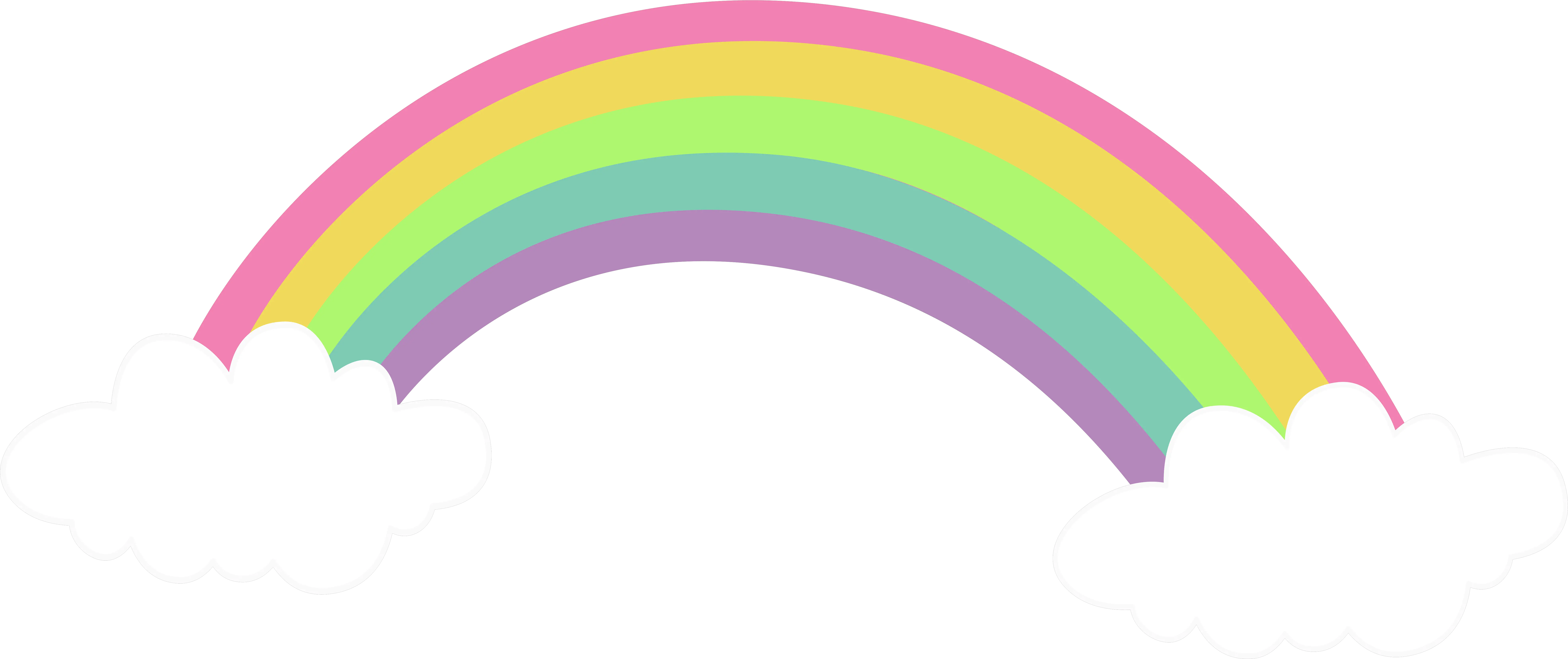 Pink Rainbow With Clouds Png Clipart