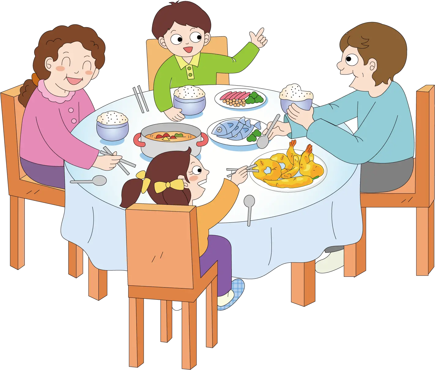 Dinner Breakfast Eating Family Eating Together Clipart Png