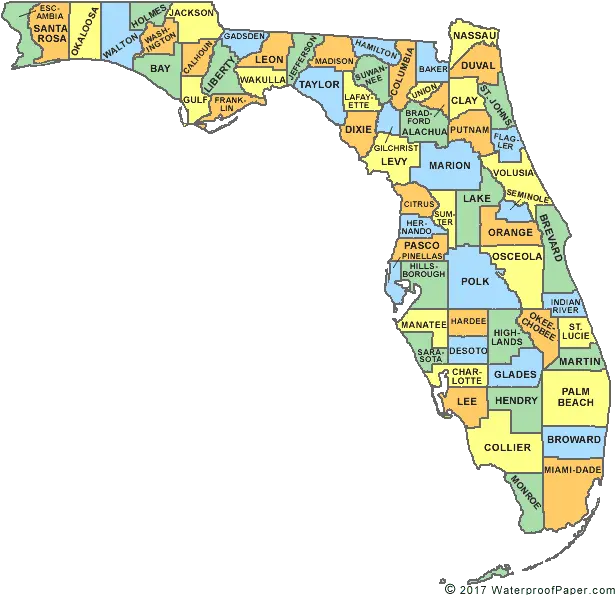 High Resolution Florida County Map