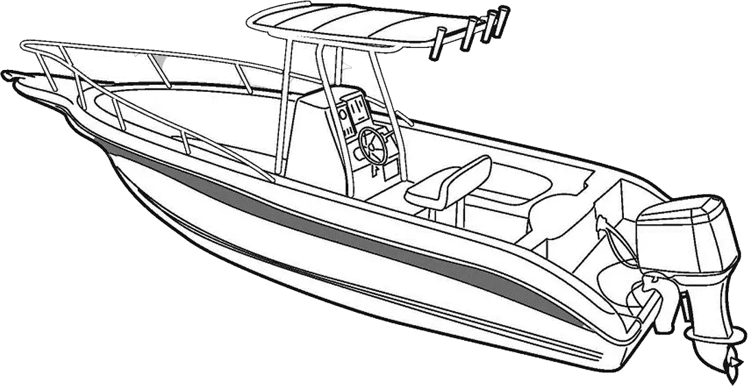 Drawn Yacht Speed Boat Boat Coloring Page