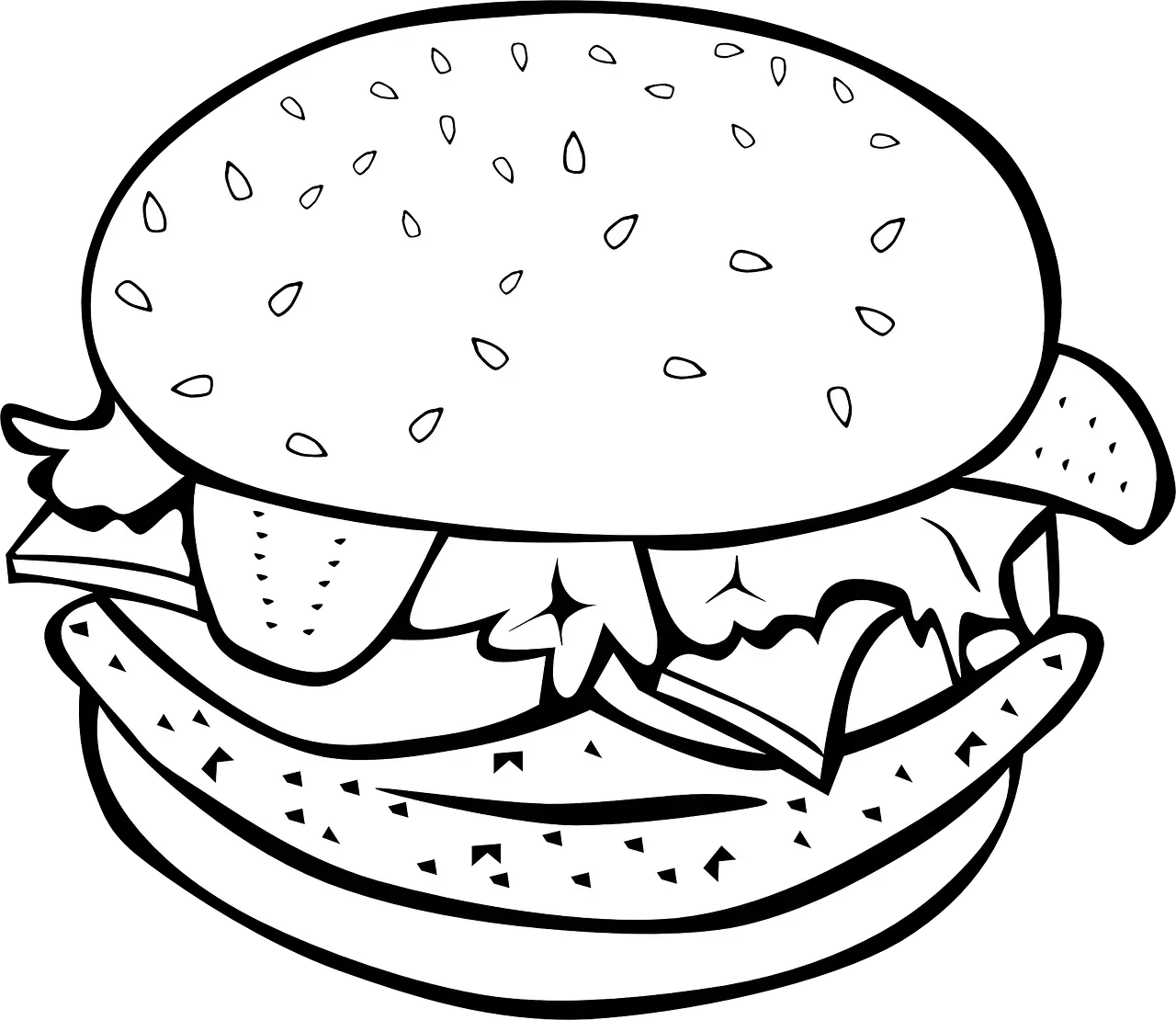 Cheese Burger Sandwich Vector Clip Art Food Clipart Black And White Png