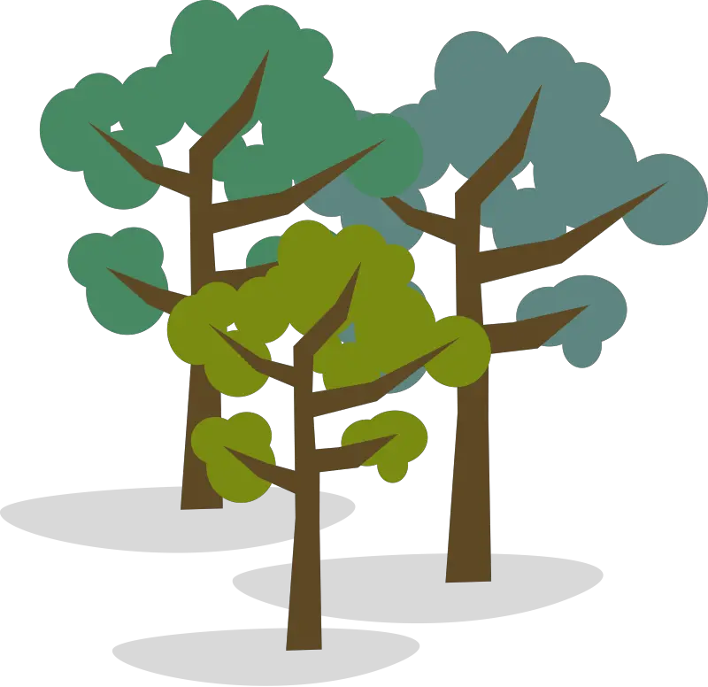 Illustration Of Group Of Three Trees Tall Tree And Short Tree