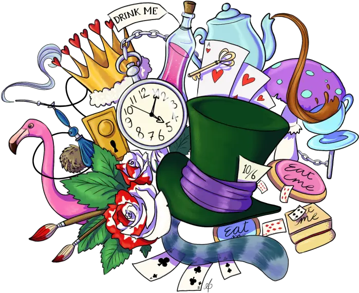 Transparent Alice In Wonderland Clock Png Eat Me Drink Me Alice In Wonderland Cartoon