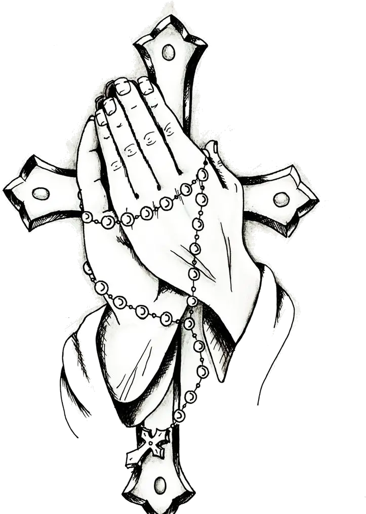 Praying Hands Rosary Clipart Free Cliparts Images On Prayer Hands With Cross