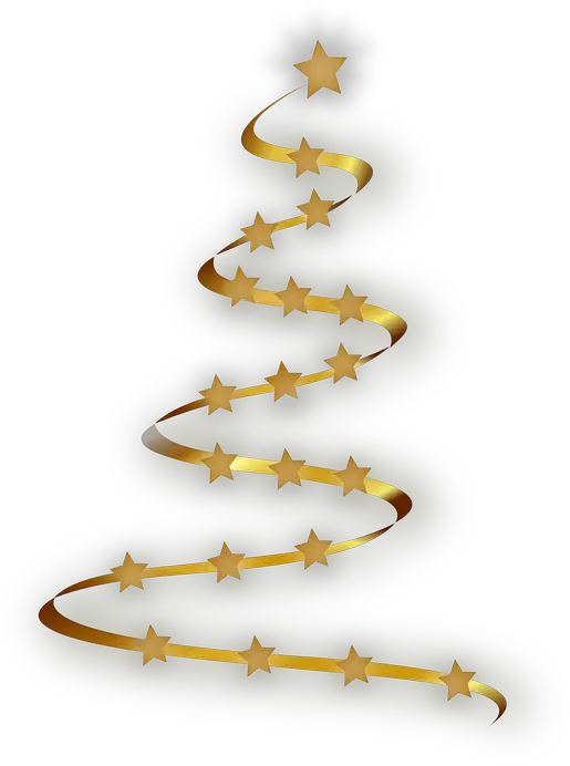 Transparent Gold Christmas Tree With Green Stars Png Christmas Tree Gold Png