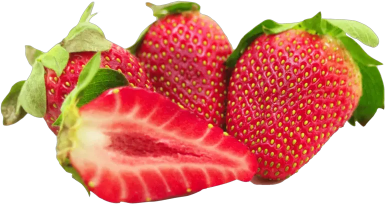 Strawberries With Leaf And Sliced Strawberry