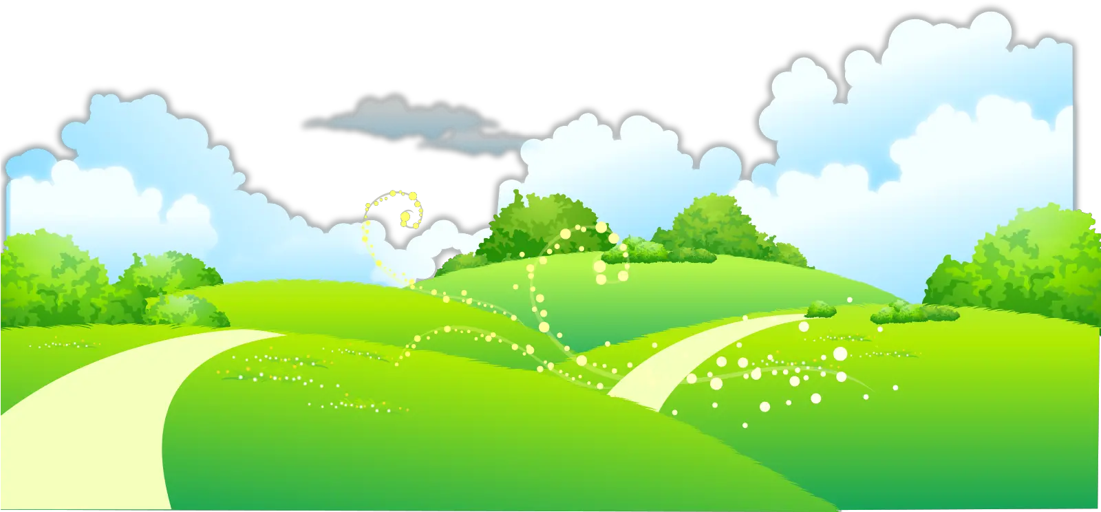 On Meadow Painted Of Trees Illustration Cartoon Clipart Landscape Clipart Hd