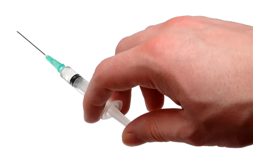 Syringe in hand PNG