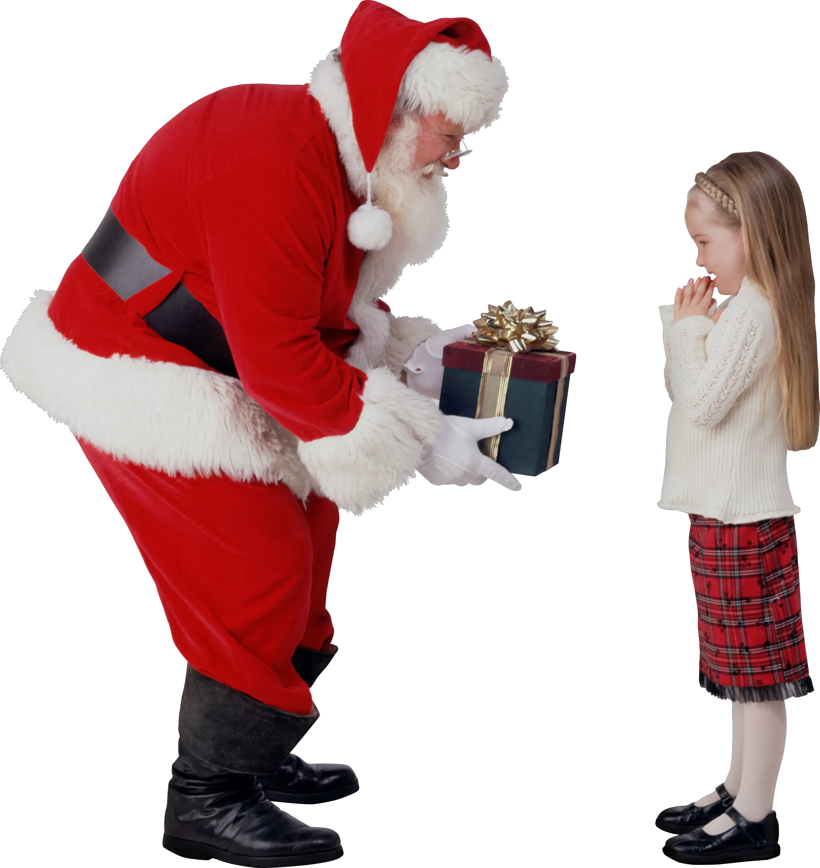 Santa Claus and girl PNG image