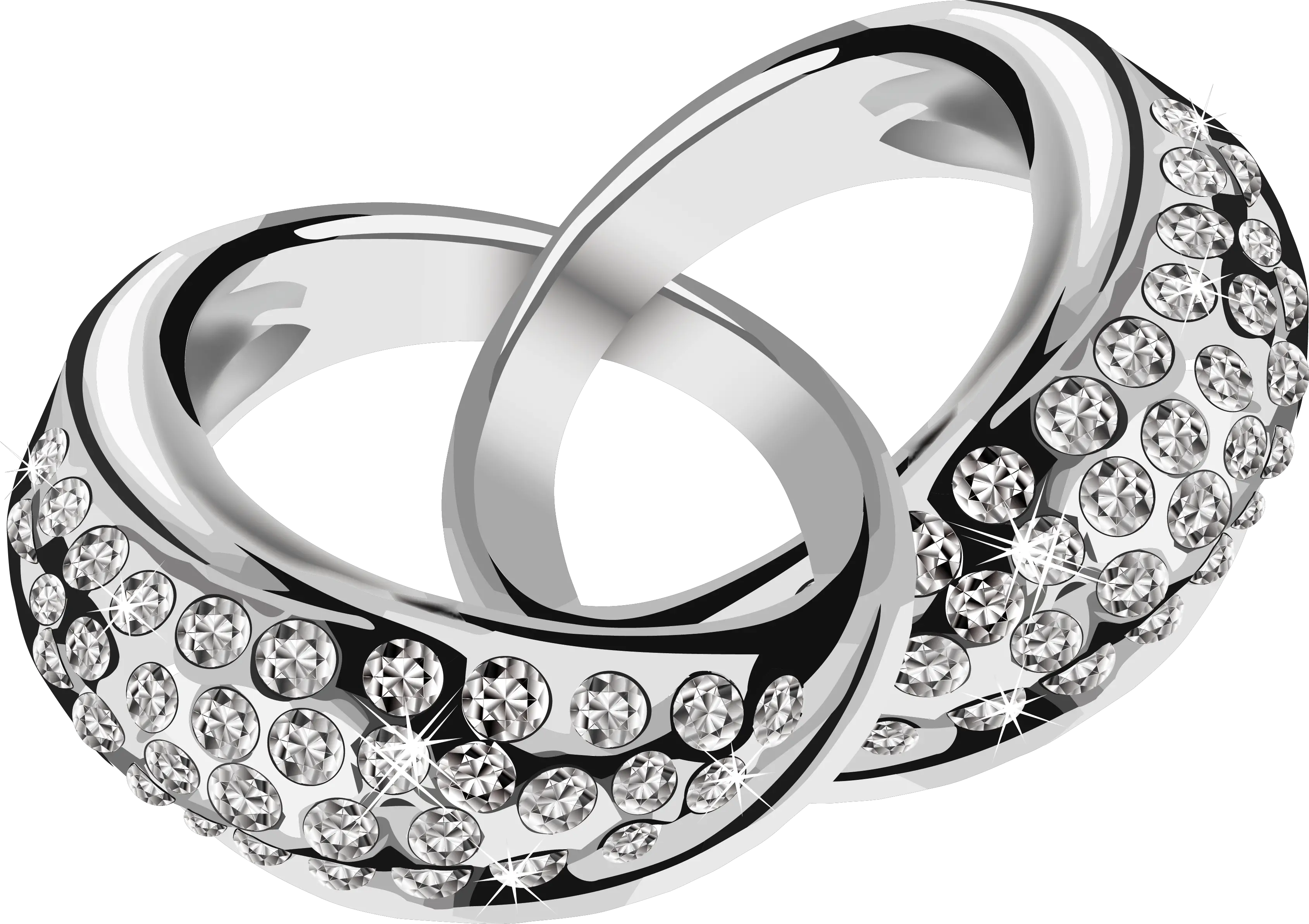 silver rings with diamonds PNG