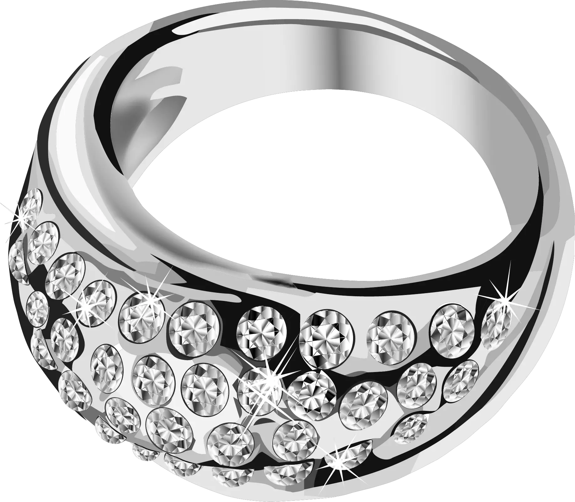 silver ring with diamonds PNG