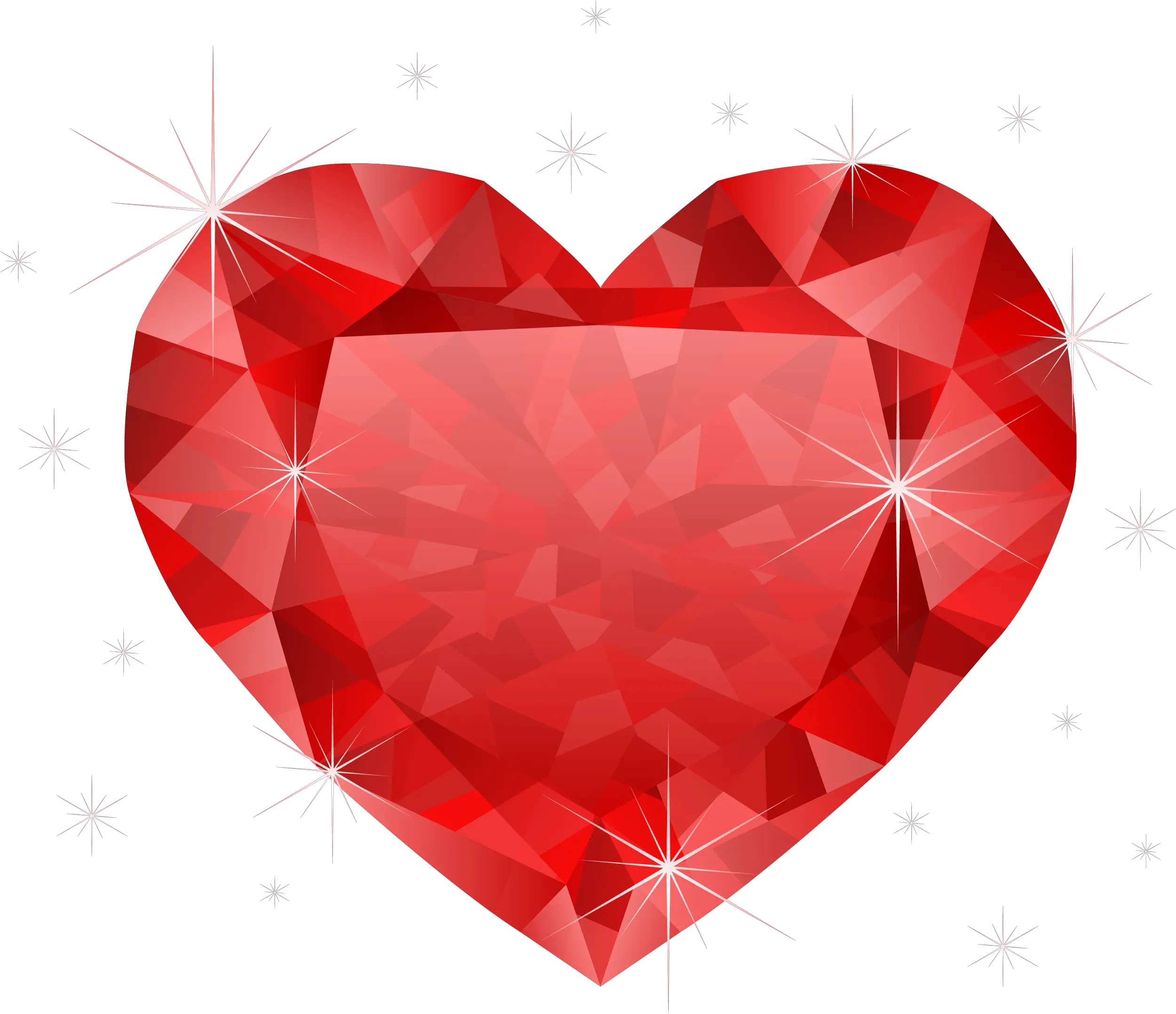 Diamond red heart PNG