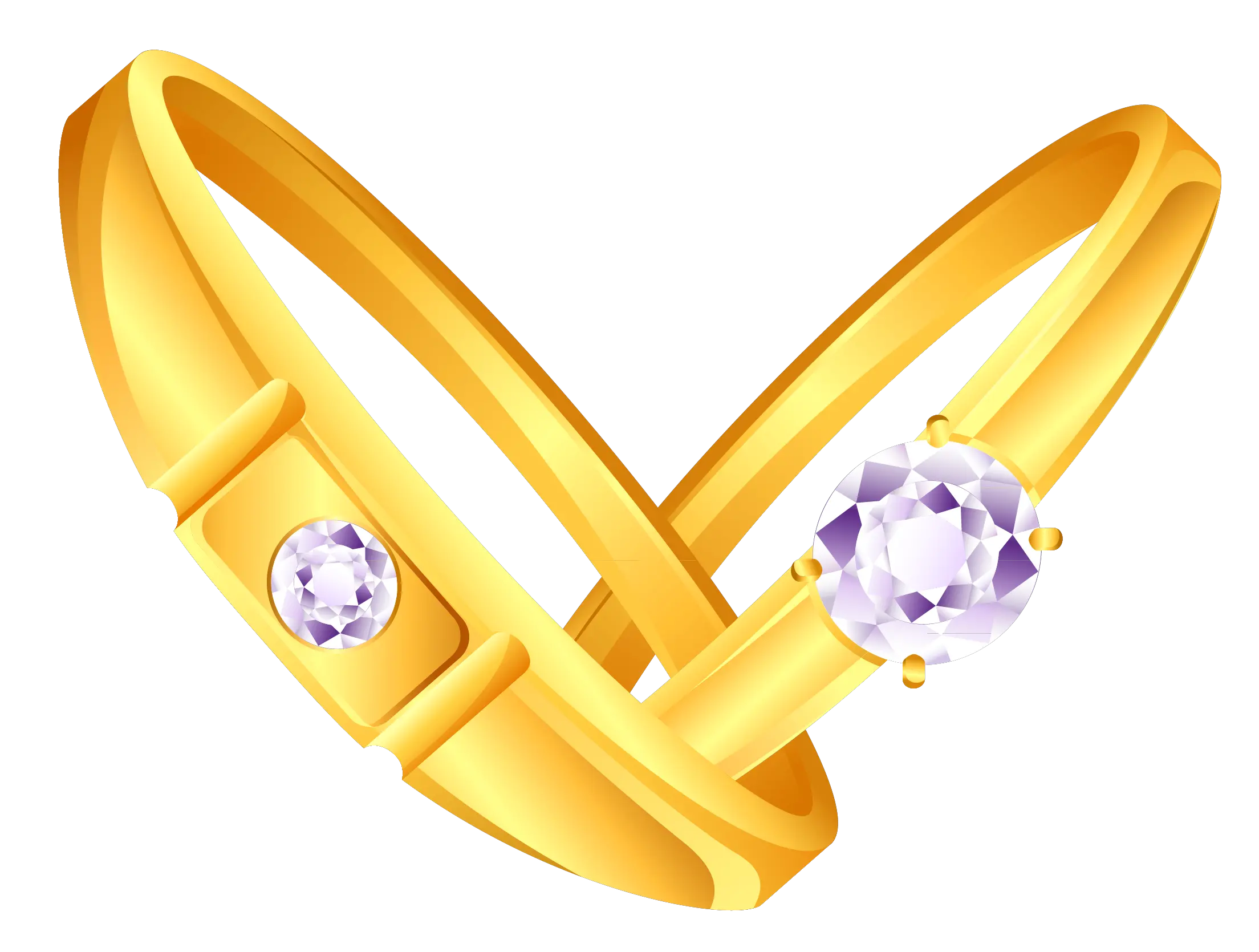 Wedding golden rings PNG image