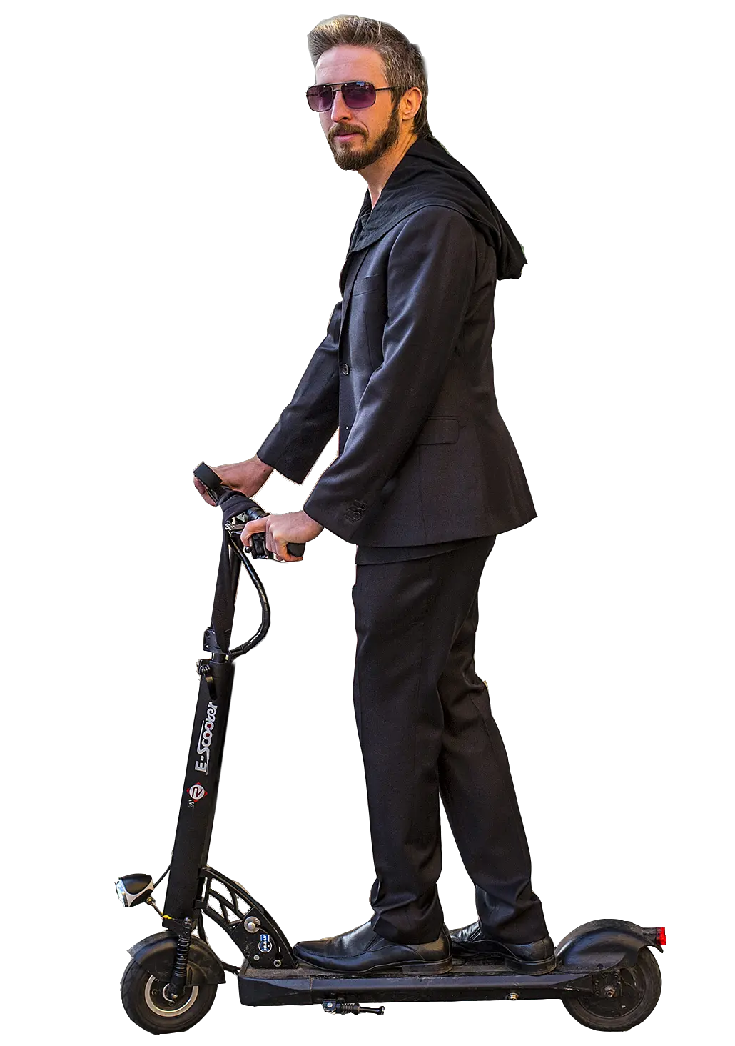 Man on electric scooter PNG